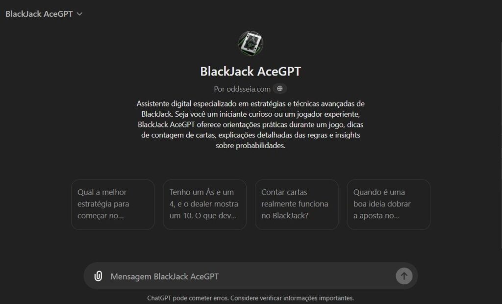 Interface do BlackJack AceGPT